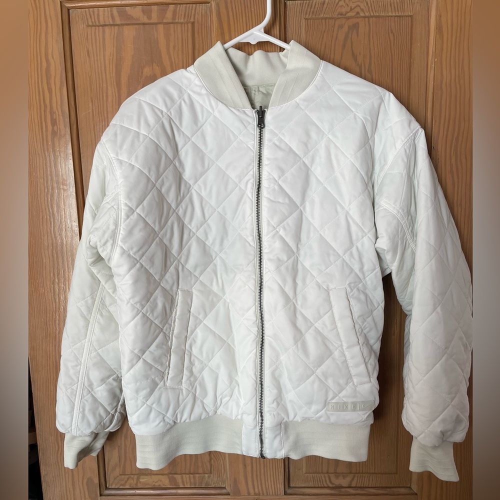 NIKE Essential Reversible Bomber Jacket, XS, White/Green, Oversized